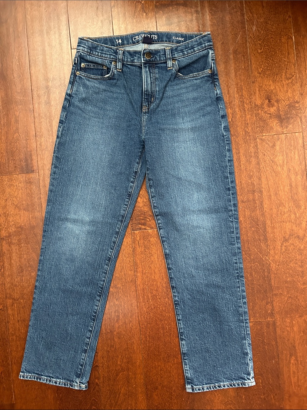 Crewcuts Kid’s Classic Medium Blue Straight Jeans, Size 14